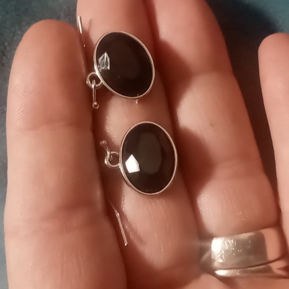 Necklace & earrings blackened cable collar necklace 18 inch glass beaded - Picture 5 of 5